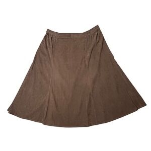 BonWorth XL Petite Brown Faux Suede Skirt Grunge Western Elastic Waist Midi